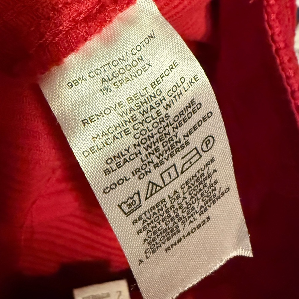 LOFT Red Crimson Corduroy Mini Skirt Belted Cotton Size 2 Cottagecore Preppy - Picture 5 of 5